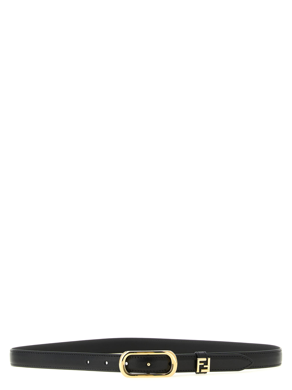 Fendi Black Leather FF Thin Belt