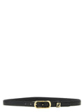 Fendi Black Leather FF Thin Belt