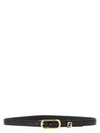 Fendi Black Leather FF Thin Belt