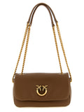 PINKO Love Birds Brown Leather Shoulder Bag