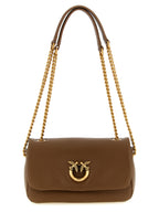 PINKO Love Birds Brown Leather Shoulder Bag