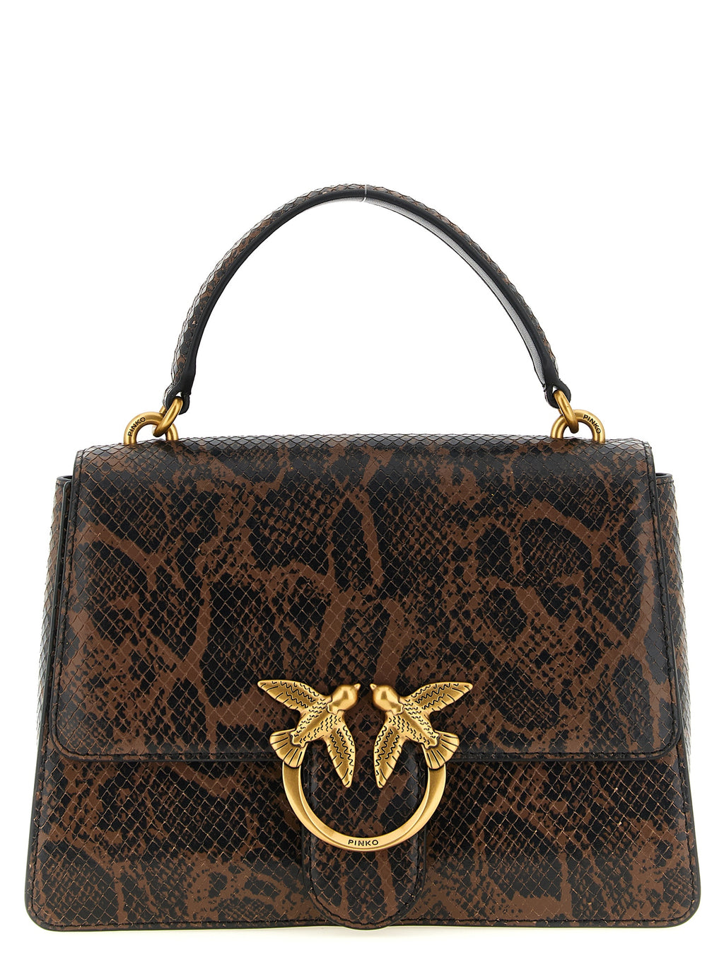 Pinko Mini Love Bag One Top Handle Python-Effect Leather Handbag