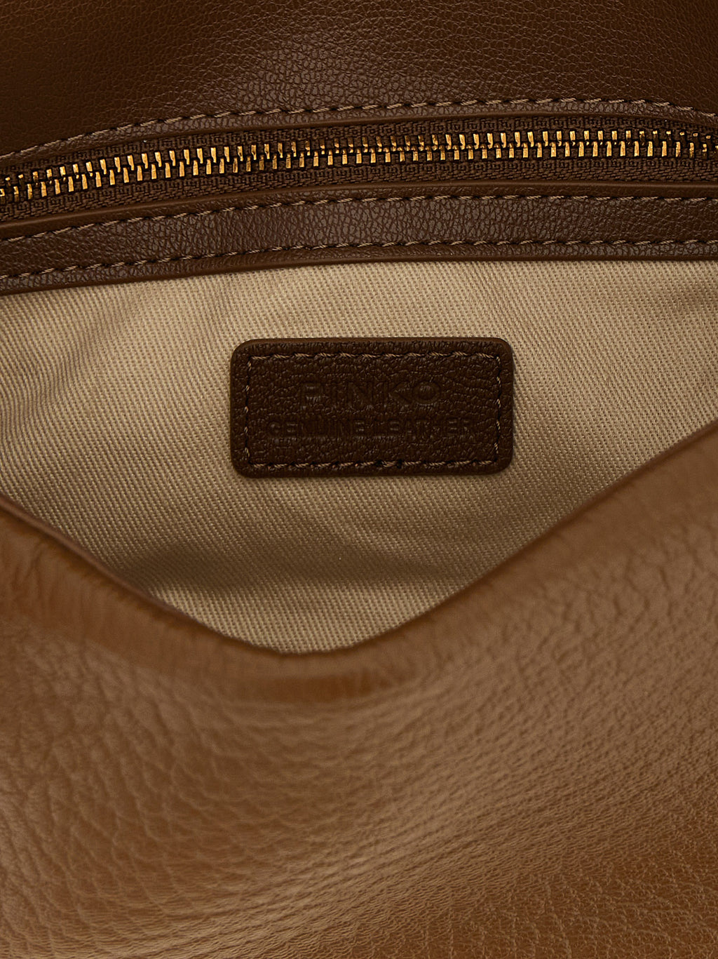 PINKO Love Birds Brown Leather Shoulder Bag