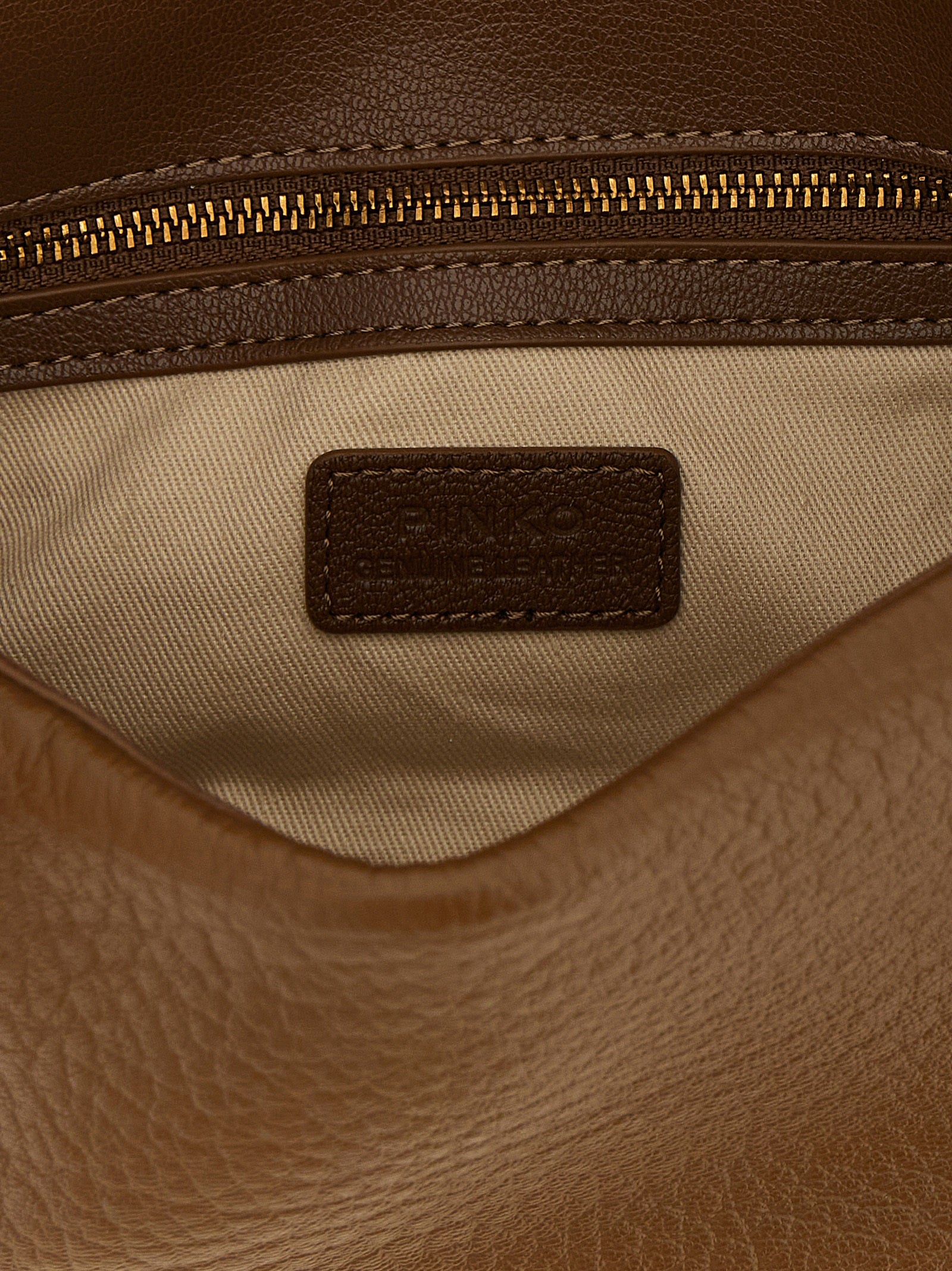 PINKO Love Birds Brown Leather Shoulder Bag