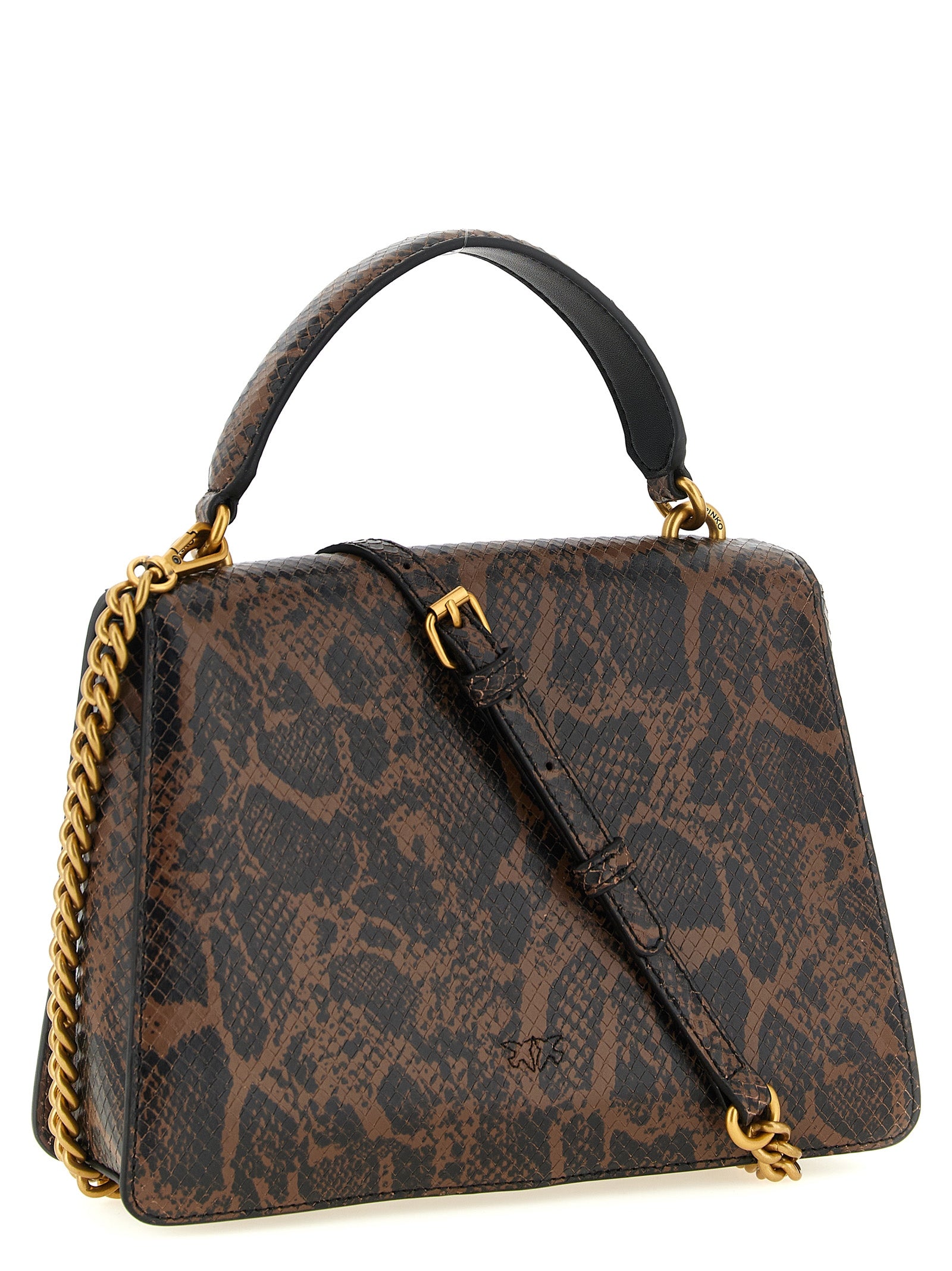 Pinko Mini Love Bag One Top Handle Python-Effect Leather Handbag