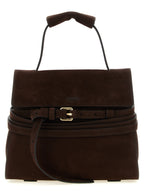 Moschino Tie Me Brown Nubuck Leather Handbag