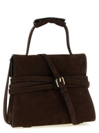 Moschino Tie Me Brown Nubuck Leather Handbag