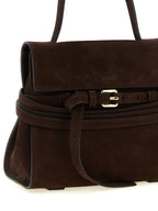 Moschino Tie Me Brown Nubuck Leather Handbag