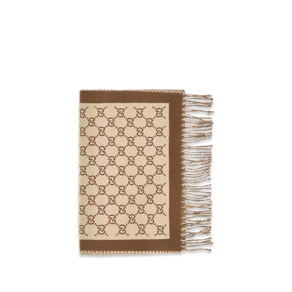 Gucci GG Beige Merino Wool Scarf