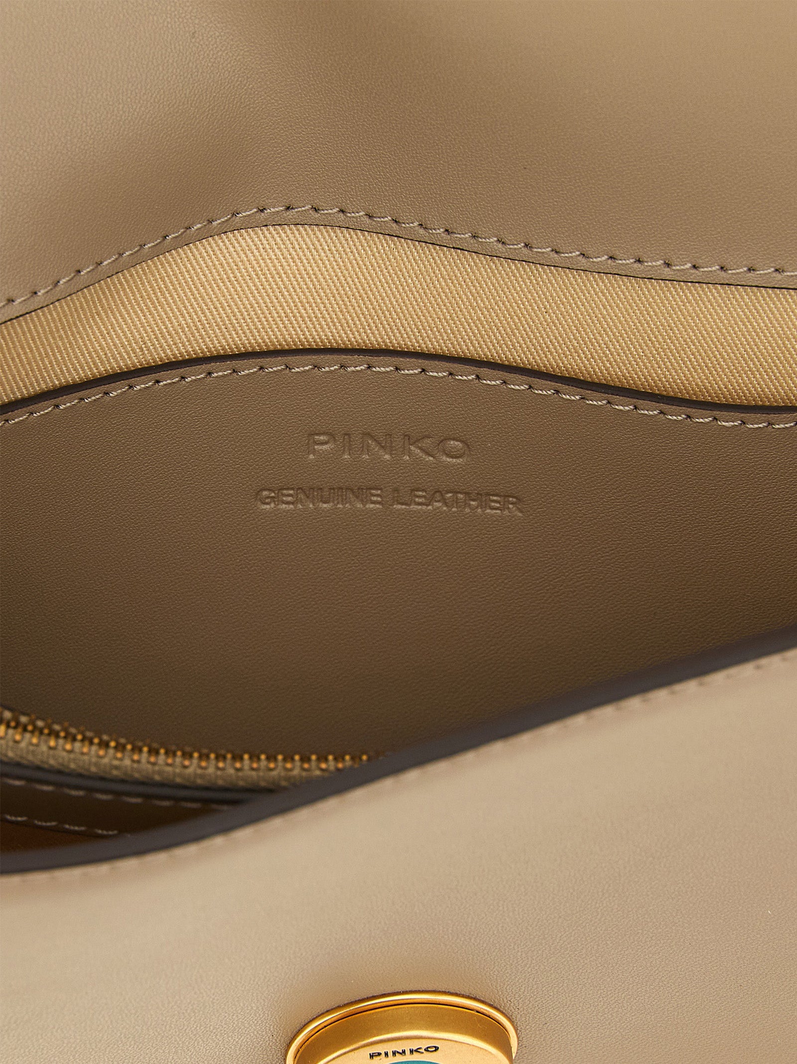 Pinko Love One Greige Leather Crossbody Bag