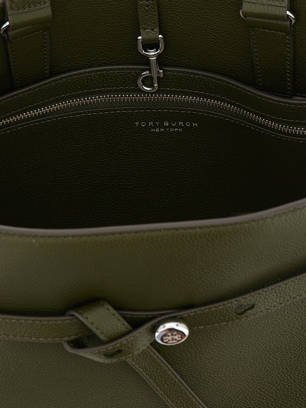Tory Burch Romy Bauletto Dark Olive Leather Handbag