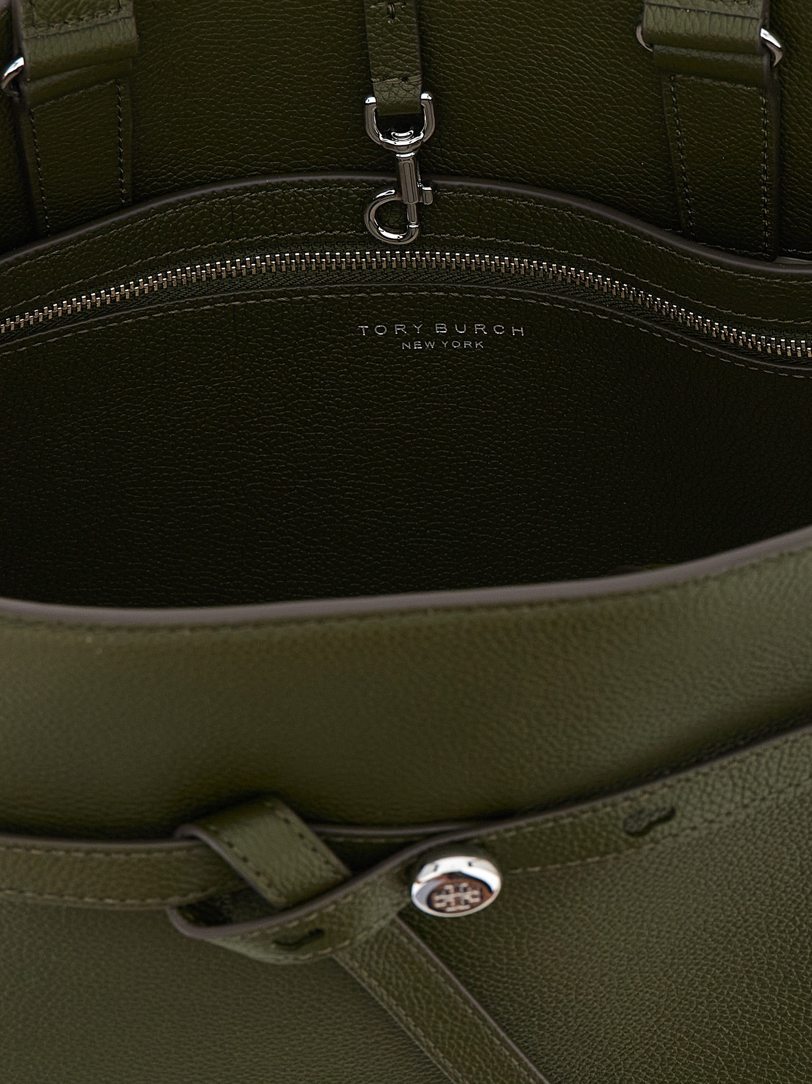 Tory Burch Romy Bauletto Dark Olive Leather Handbag