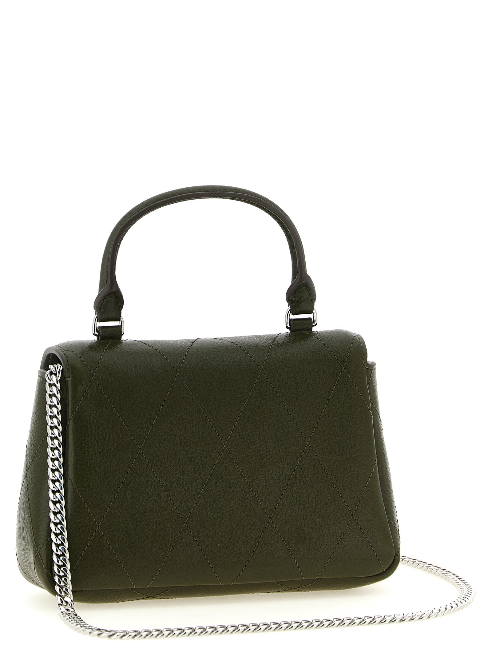 Tory Burch Mini Charlie Dark Olive Quilted Leather Crossbody Bag