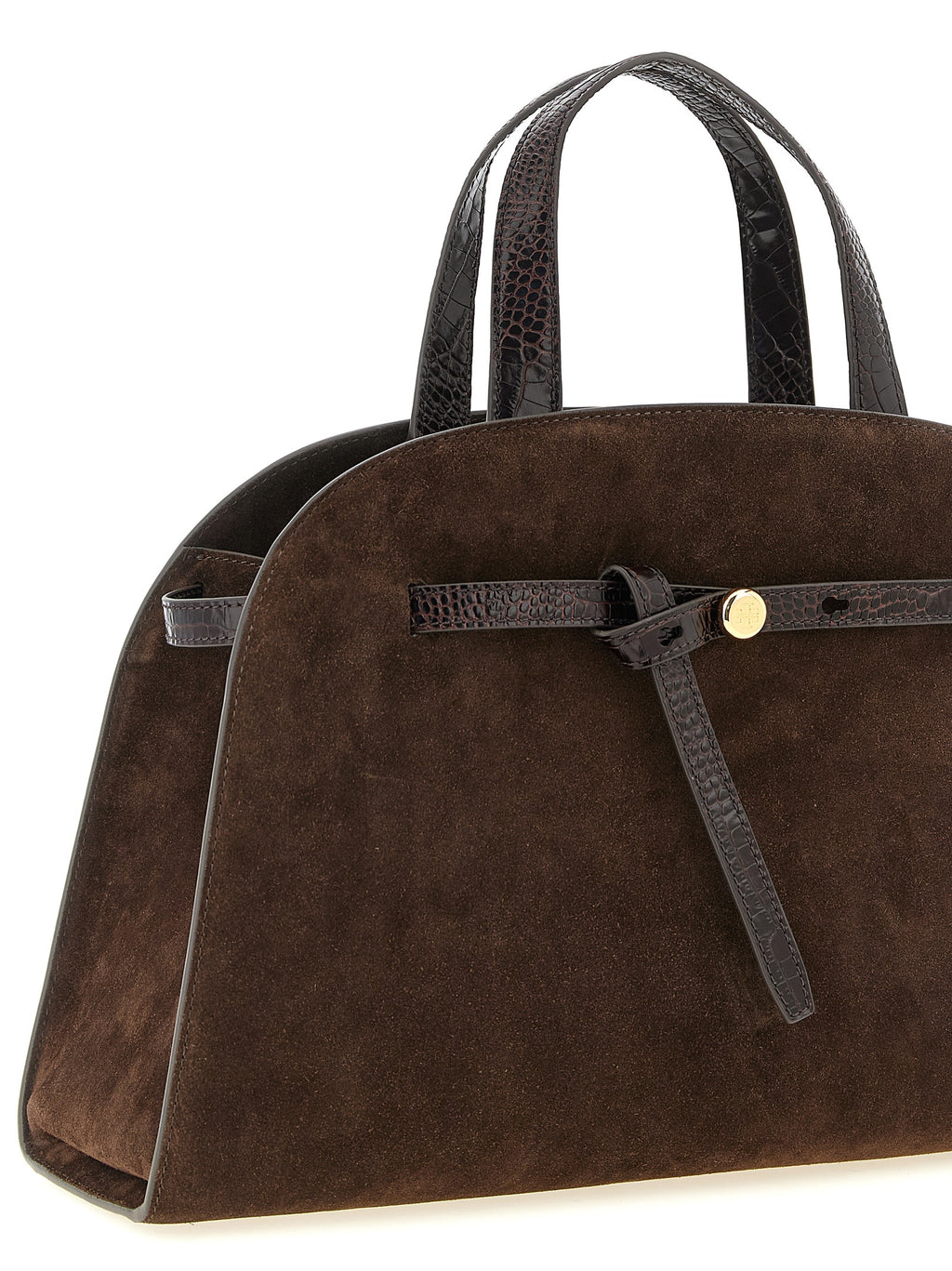 Tory Burch Romy Dark Cocoa Suede Bauletto Bag