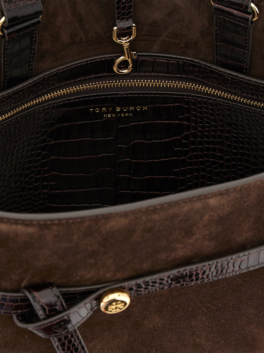 Tory Burch Romy Dark Cocoa Suede Bauletto Bag