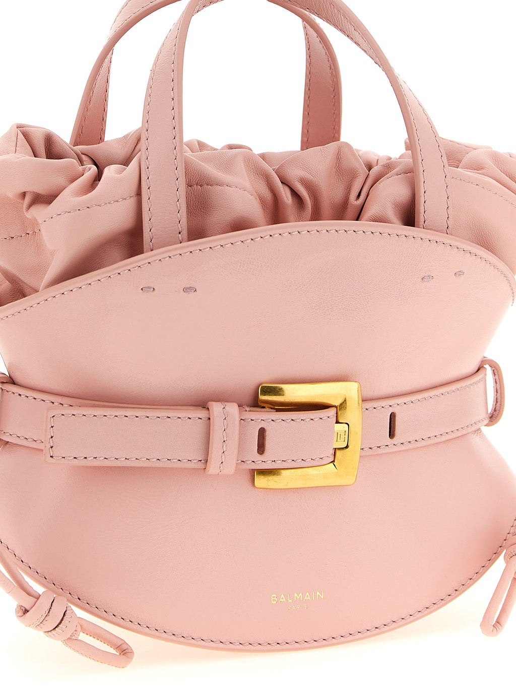 Balmain Shuffle Mini Leather Bag Pale Pink