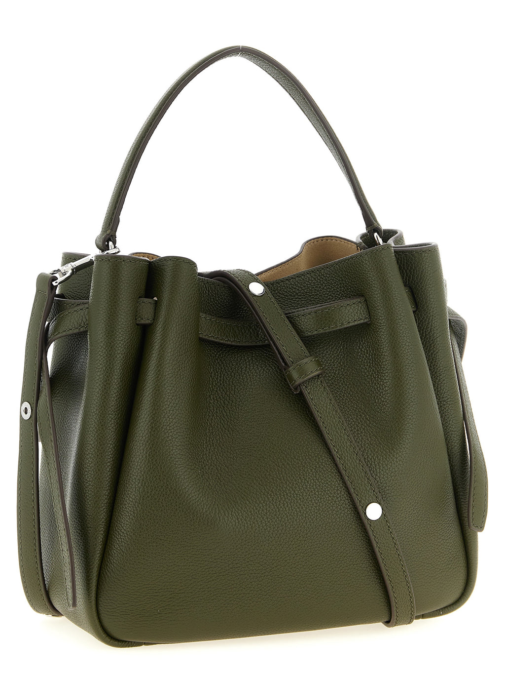Tory Burch Romy Olive Leather Bucket Bag