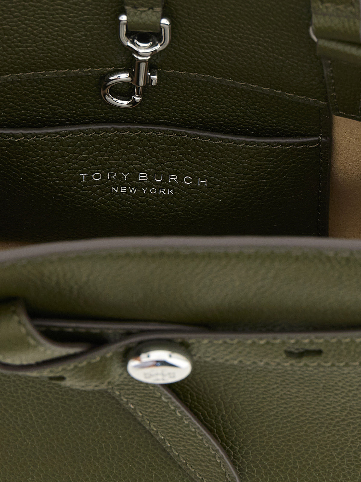 Tory Burch Romy Small Dark Olive Leather Crossbody Bag