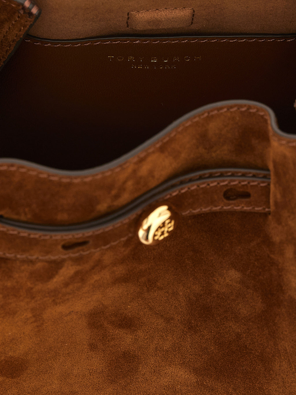 Tory Burch Romy Brown Suede Bucket Bag