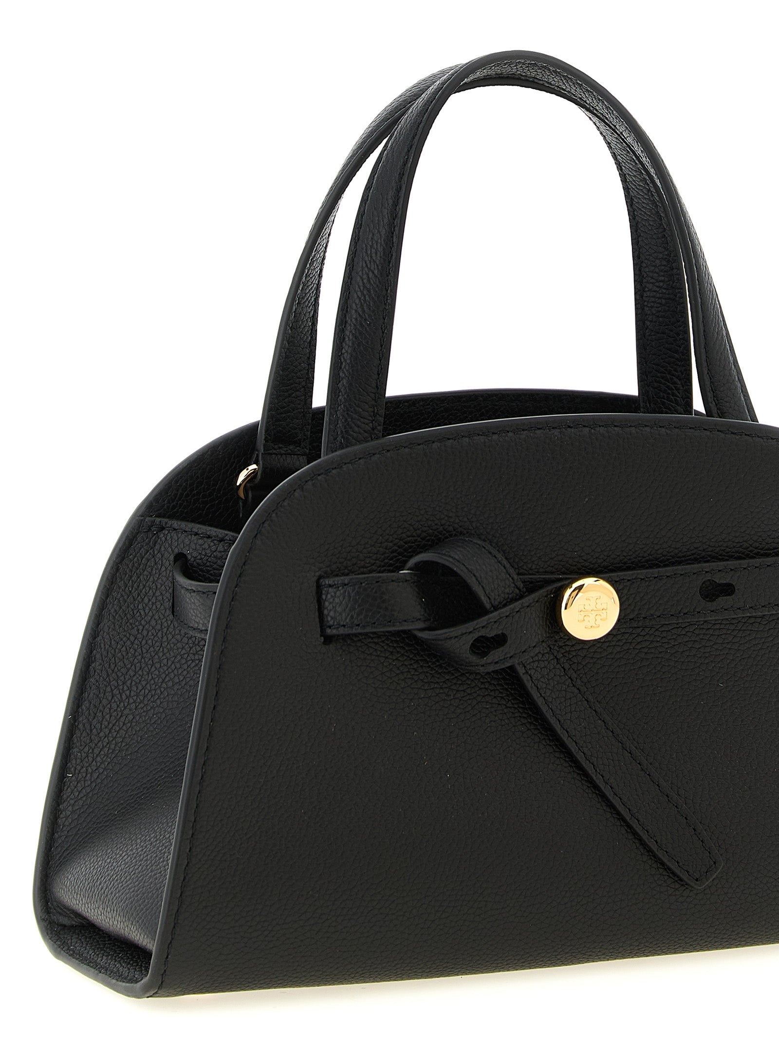 Tory Burch Romy Small Bauletto Black Leather Bag