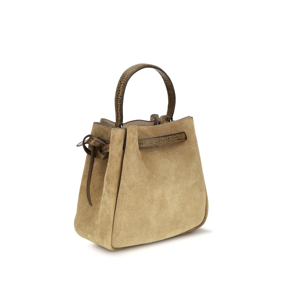 Tory Burch Romy Beige Suede Bucket Bag