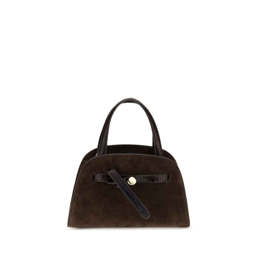 Tory Burch Small Romy Brown Suede Top Handle Bag