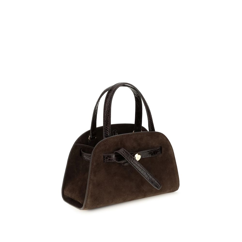 Tory Burch Small Romy Brown Suede Top Handle Bag