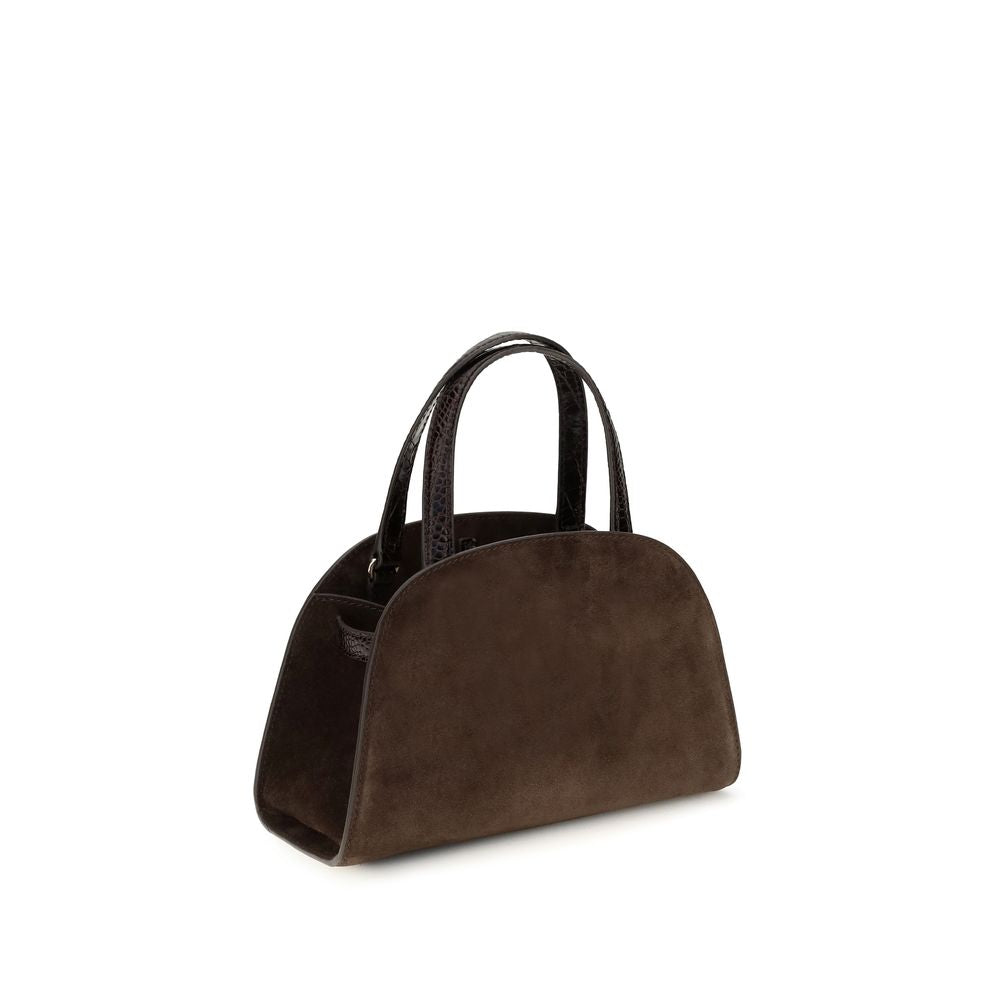 Tory Burch Small Romy Brown Suede Top Handle Bag