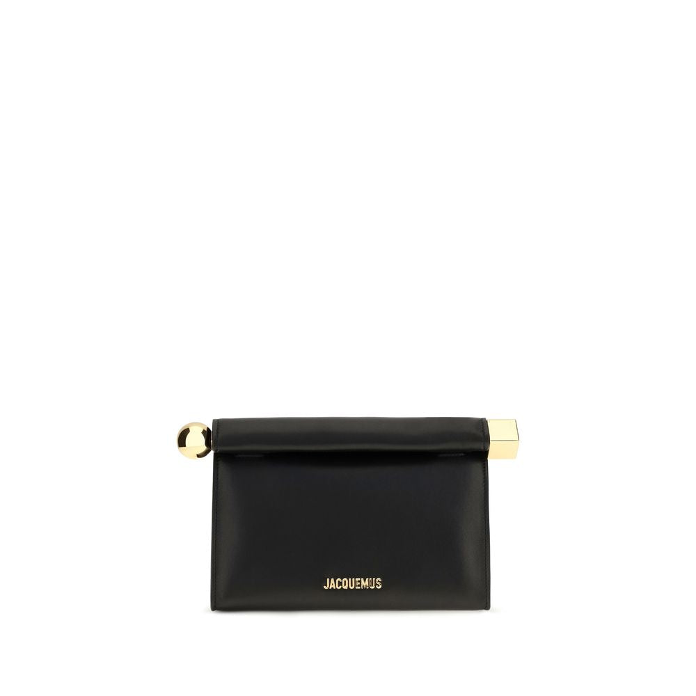 Jacquemus Rond Carré Black Leather Top Handle Bag