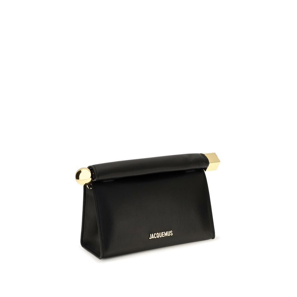 Jacquemus Rond Carré Black Leather Top Handle Bag