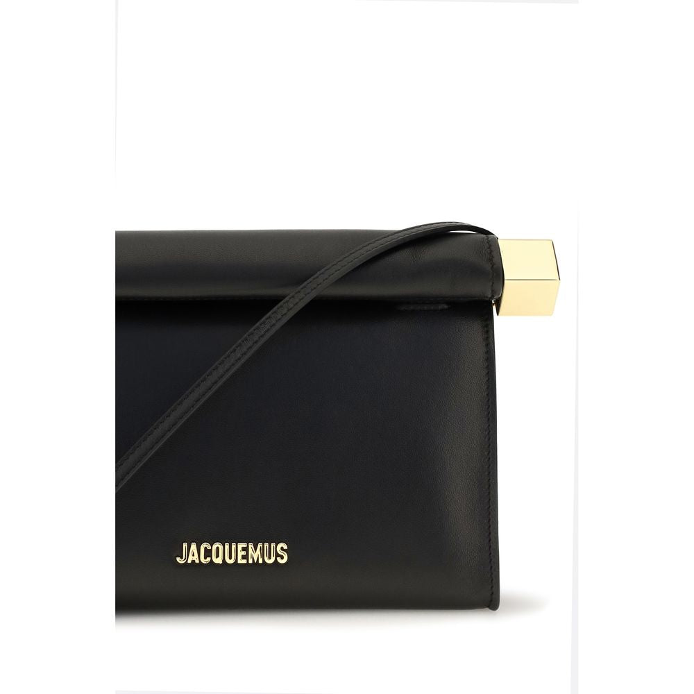 Jacquemus Rond Carré Black Leather Top Handle Bag