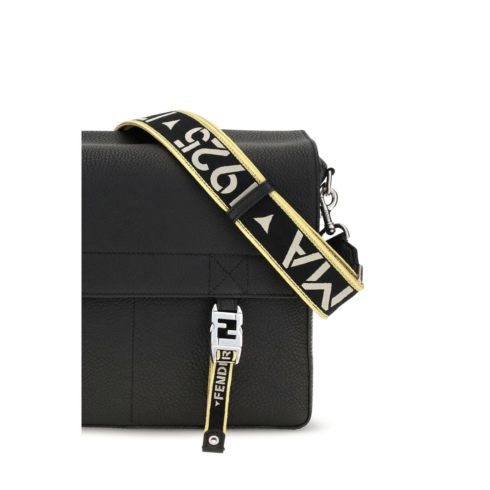 Fendi Flow Mess Medium Black Leather Crossbody Bag
