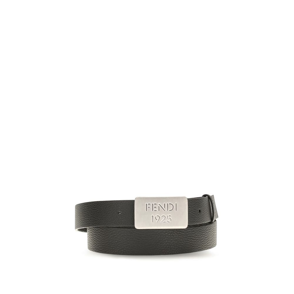 Fendi 1925 Cuoio Romano Leather Belt Black 3cm