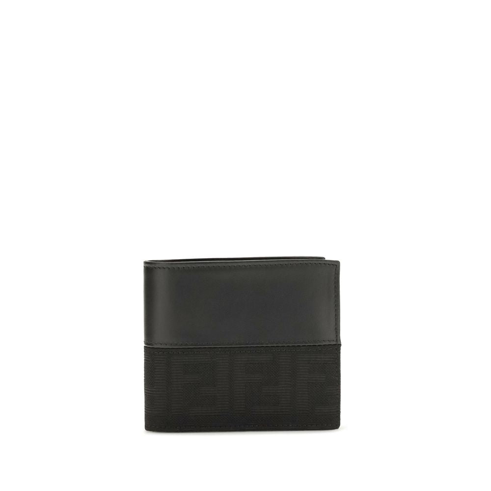 Fendi FF Jacquard Black Leather Bifold Wallet