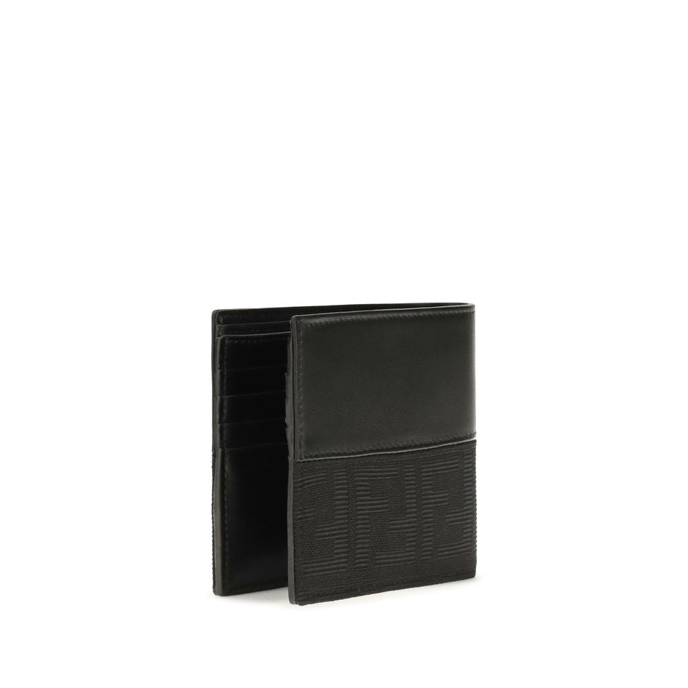Fendi FF Jacquard Black Leather Bifold Wallet