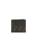 Fendi FF Jacquard Brown Leather Bifold Wallet