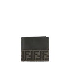Fendi FF Jacquard Brown Leather Bifold Wallet