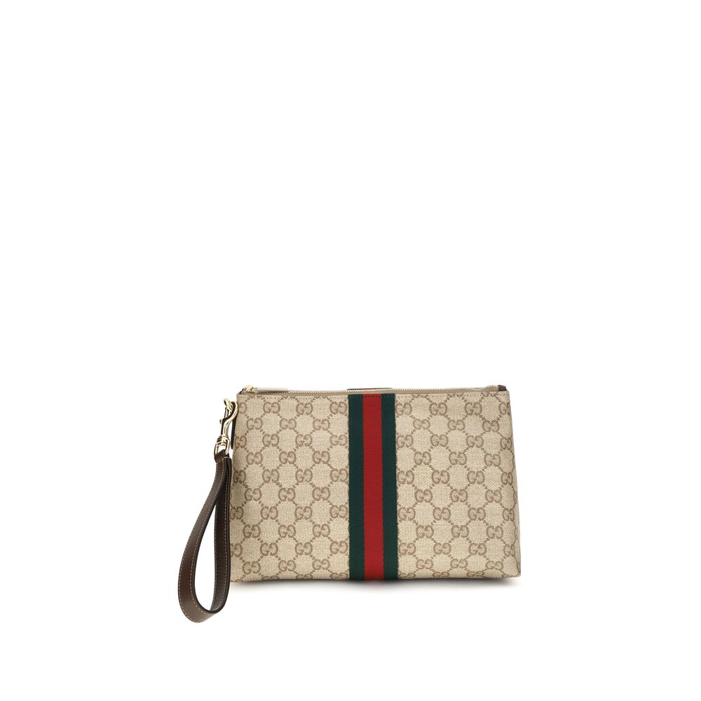 Gucci GG Web Beige Canvas Pouch