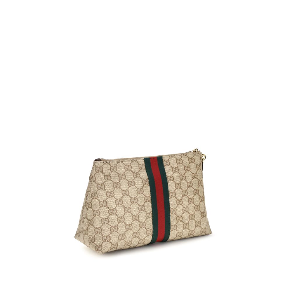 Gucci GG Web Beige Canvas Pouch