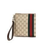 Gucci GG Web Beige Canvas Pouch
