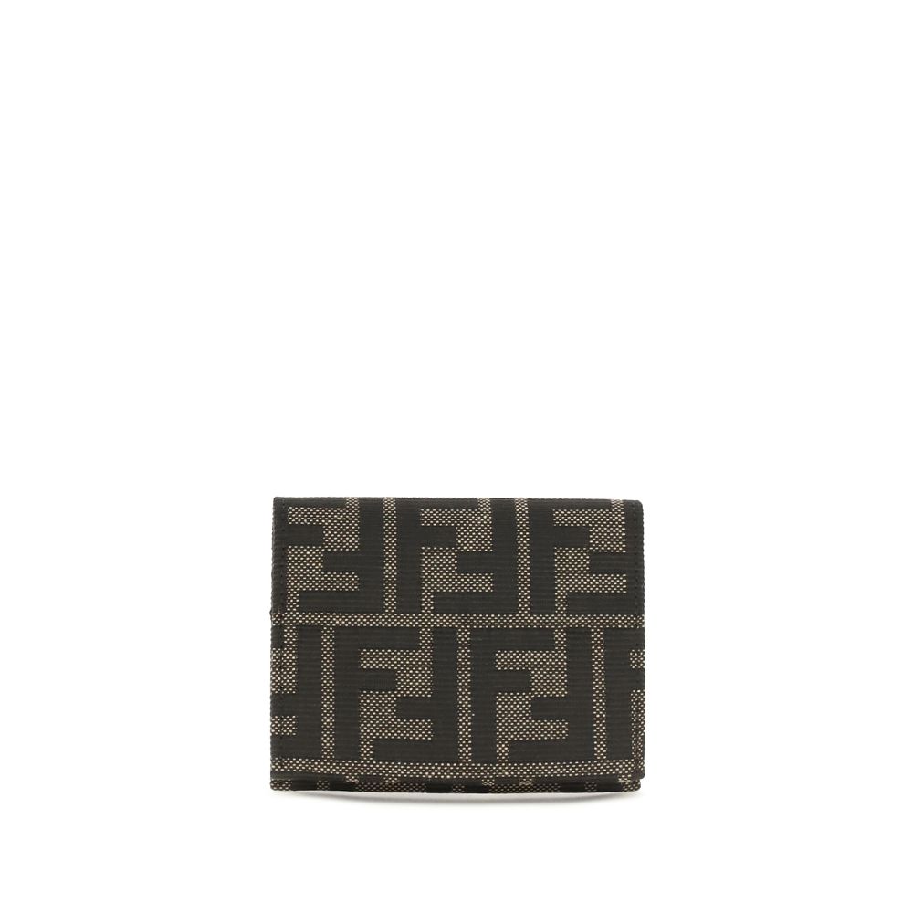 Fendi FF Jacquard Brown Bifold Card Holder