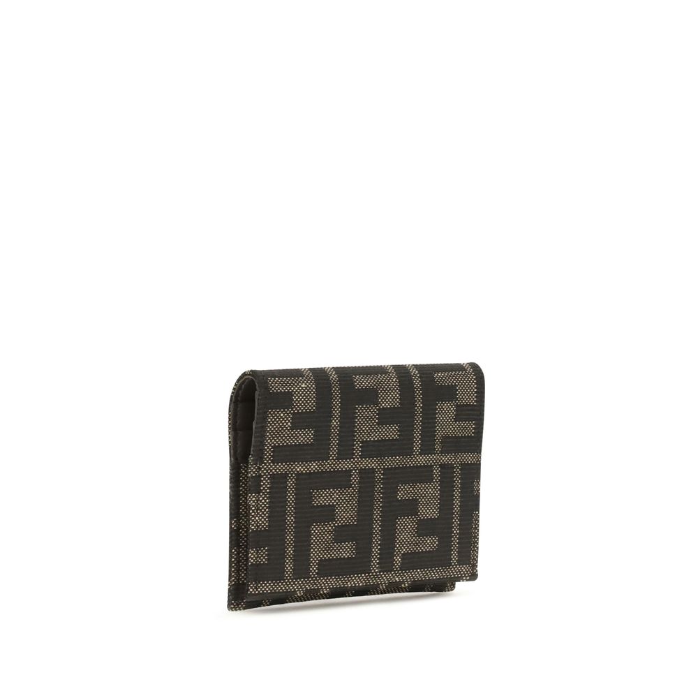 Fendi FF Jacquard Brown Bifold Card Holder