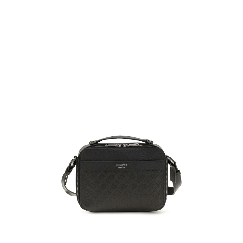 Ferragamo Gancini Black Leather Crossbody Bag