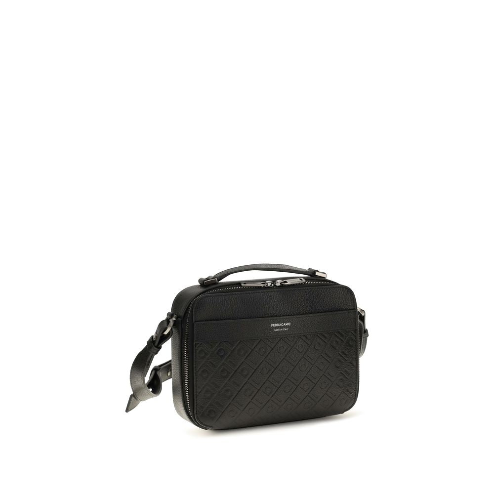 Ferragamo Gancini Black Leather Crossbody Bag