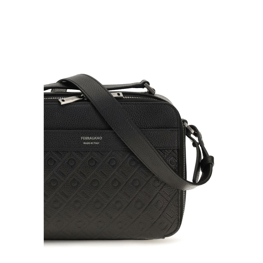 Ferragamo Gancini Black Leather Crossbody Bag