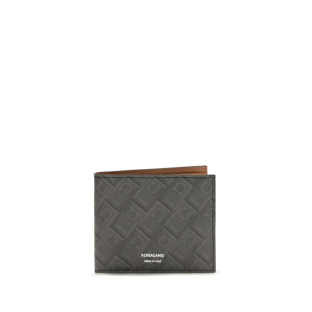 Ferragamo Gancini Black Leather Bifold Wallet