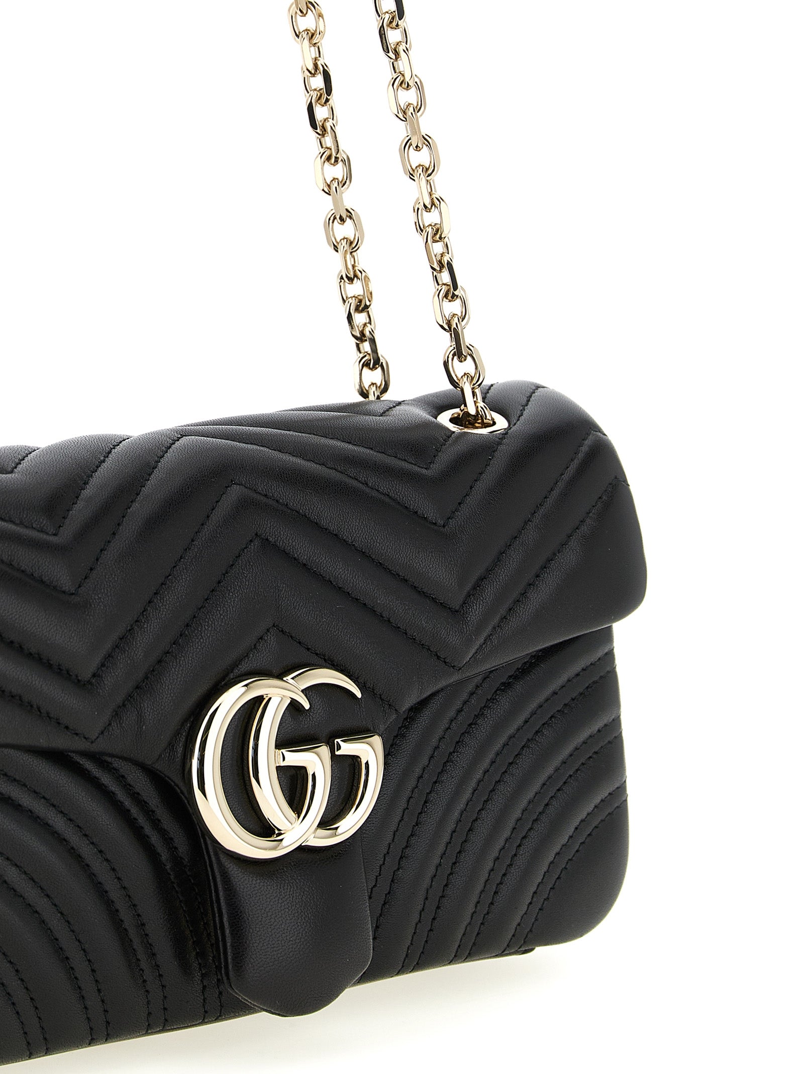 Gucci GG Marmont Black Leather Chain Shoulder Bag