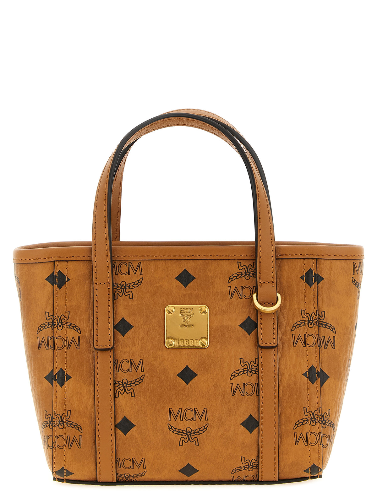 MCM X-Mini Toni Top-Zip Shopper in Visetos Cognac