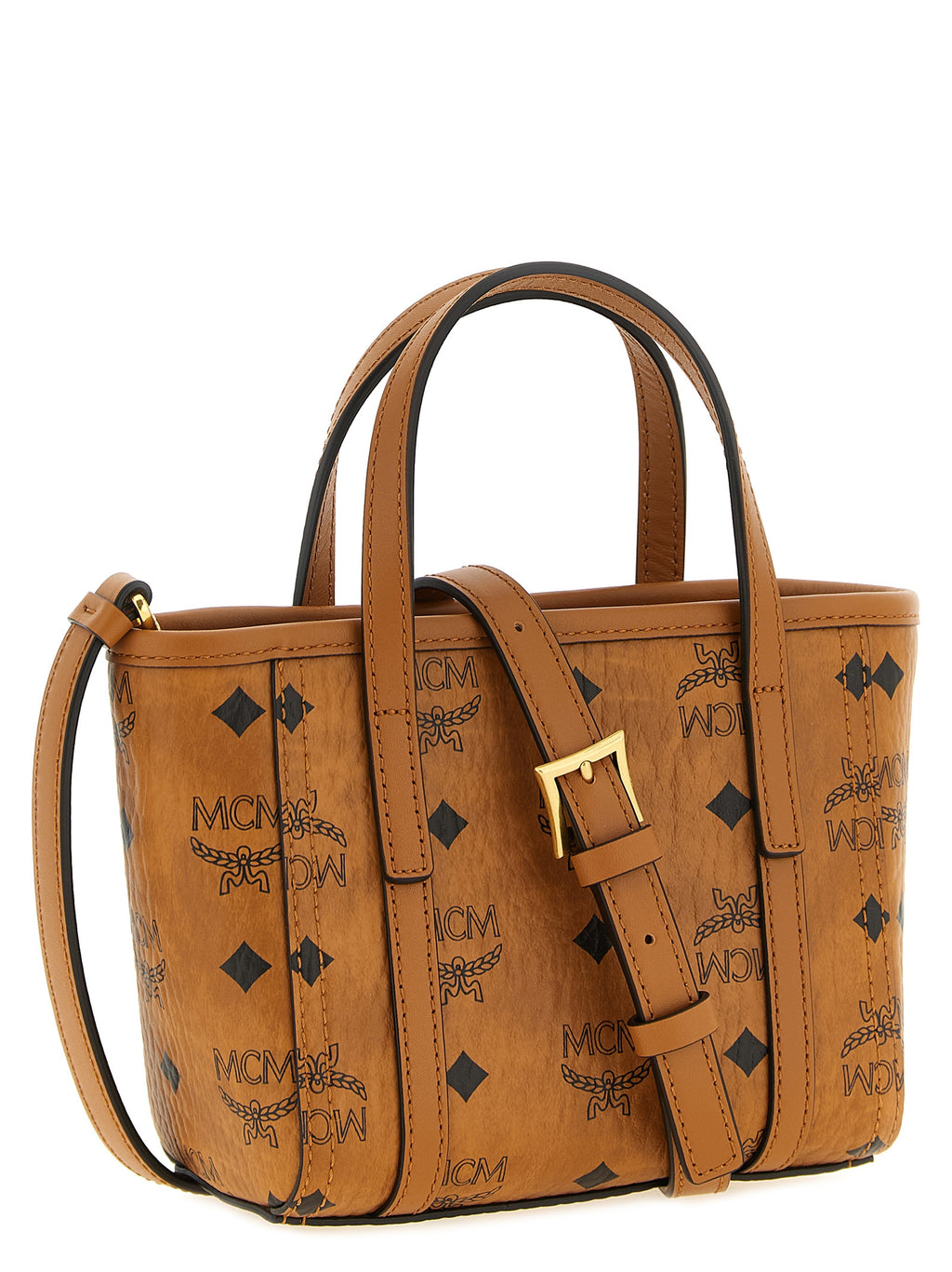 MCM X-Mini Toni Top-Zip Shopper in Visetos Cognac