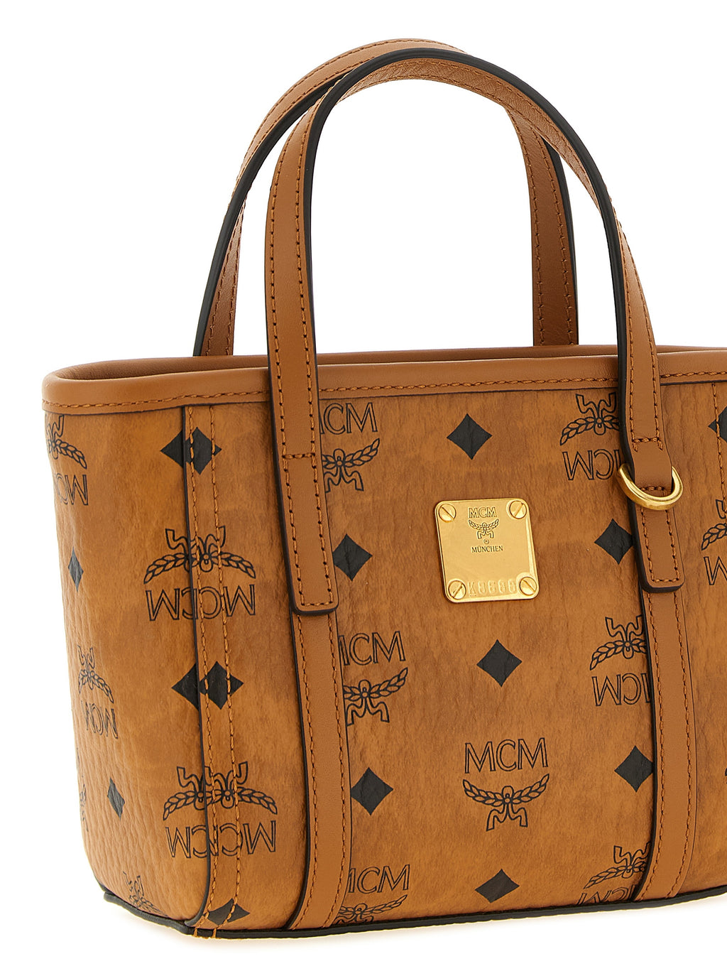 MCM X-Mini Toni Top-Zip Shopper in Visetos Cognac